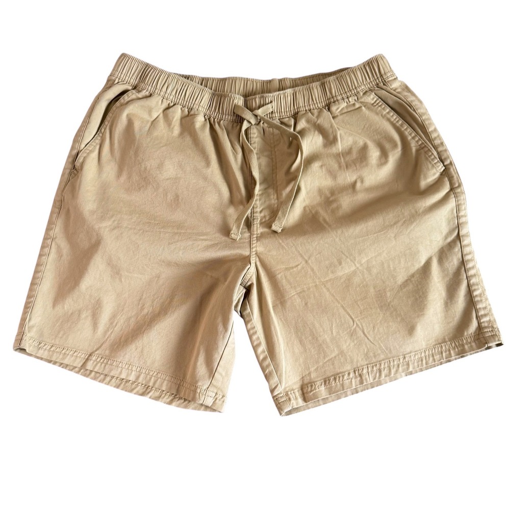 Katin XL 7in Khaki Tan Elastic Drawstring Cotton Men's Shorts